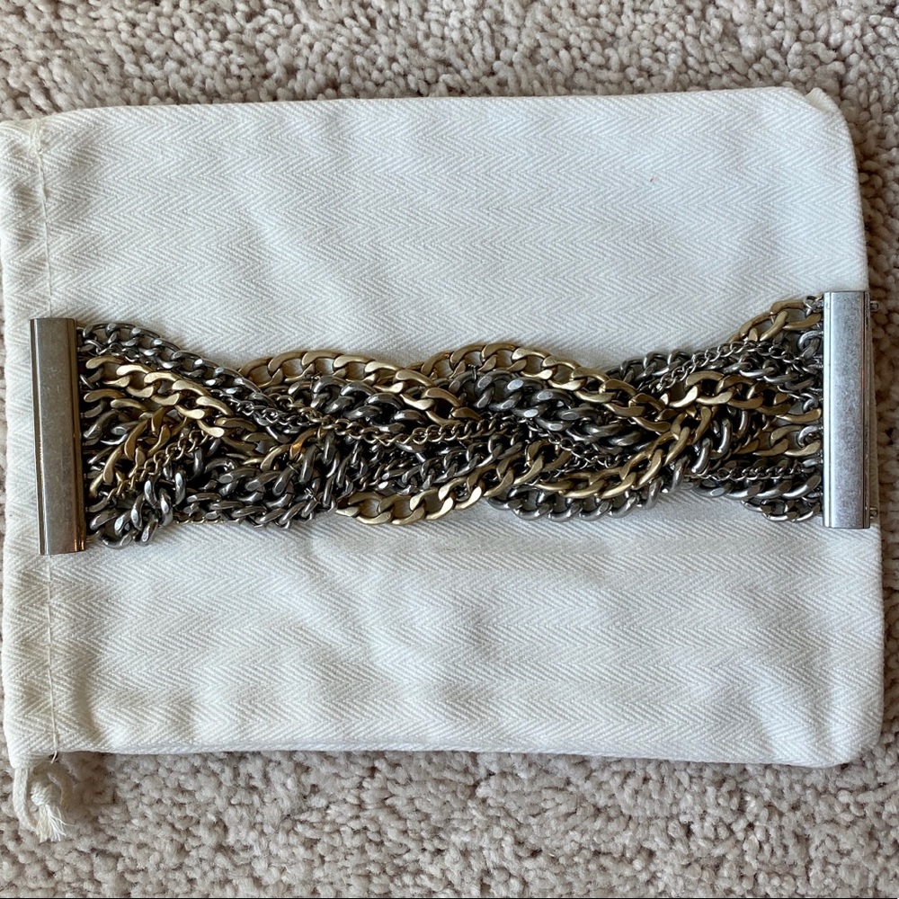 Silver and Gold Braided Chain Bracelet